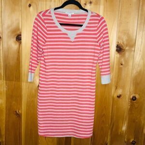 Banana Republic coral/gray striped knit dress sz S